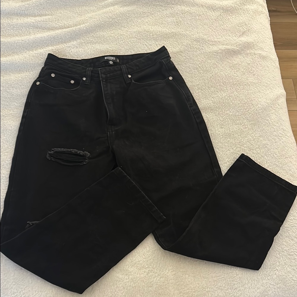 Missguided petite Black Distressed Jeans